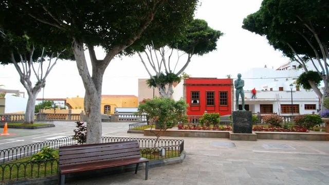 2019.10.18 Garachico, Spain. A tour of downtown Garachico. The Convent San Francisco, the Santa Ana church, Plaza de la Libertad, small streets and the coast with the rugged lava rock.