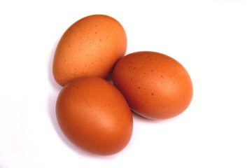 A group of brown eggs isolated on white background.