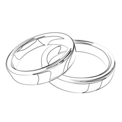 wedding rings contour vector illustration