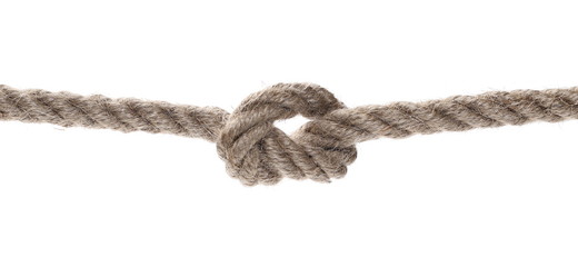 Rope and knot isolated on white background and texture, with clipping path