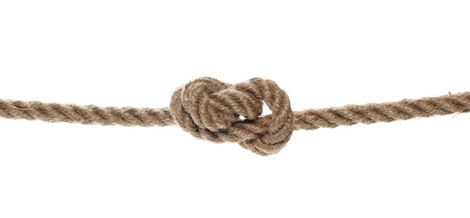 Rope and knot isolated on white background and texture, with clipping path