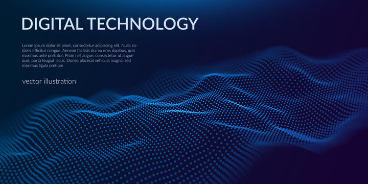 Digital technology background. Abstract connections. Futuristic sci-fi user interface concept with gradient. Big data, artificial intelligence, music hud. Blockchain and cryptocurrency. Vector