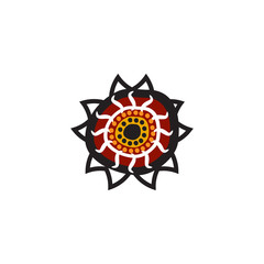 Aboriginal art dots painting icon logo design vector illustration template