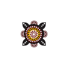 Aboriginal art dots painting icon logo design vector illustration template