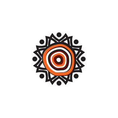 Aboriginal art dots painting icon logo design vector illustration template