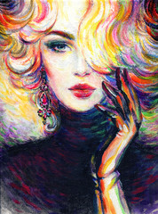 schöne Frau. Modeillustration. zeitgenössische Aquarellmalerei © Anna Ismagilova