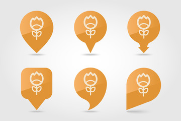 Flower flat vector pin map icon