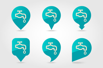 Faucet flat vector pin map icon