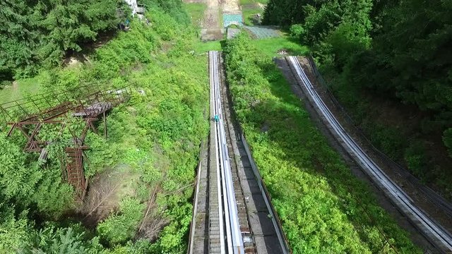 Ski jumping par in Ukrainian mountains