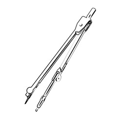 compass drawing tool contour vector illustration