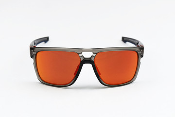Orange isolated sunglasses on white background