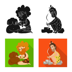 Isolated object of evolution and prehistory sign. Set of evolution and development stock vector illustration.