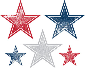 Vintage Distressed and Patriotic Vector Stars - 297372893
