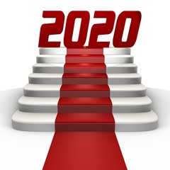 New year 2020 on a red carpet - a 3d image