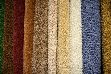 Samples of carpet in the store