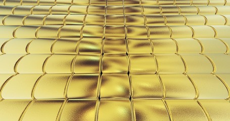 Naklejka premium gold foil tiles texture background 3D rendering