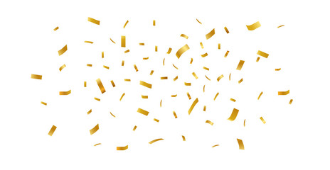 Gold confetti falling festive decoration for birthday party celebration. - obrazy, fototapety, plakaty