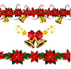 Vector christmas bells with christmas tree decorations