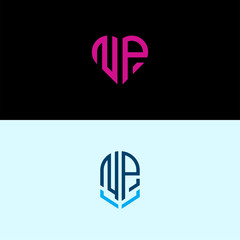 Set logo design, Inspiration for companies from the initial letters of the NP logo icon. -Vectors © side