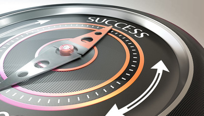 compass needle pointing success word