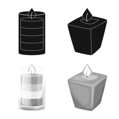 Vector illustration of relaxation and flame symbol. Collection of relaxation and wax stock vector illustration.