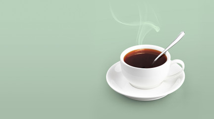 Cup of coffee on color background solid