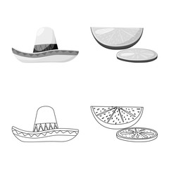 Isolated object of cafe and Latin sign. Collection of cafe and national stock vector illustration.