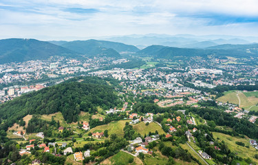 Fototapeta na wymiar City Graz aerial view with district Andritz in Styria, Austria