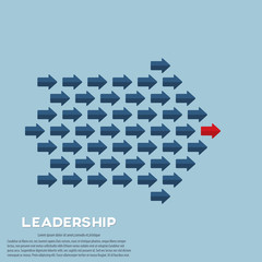 Red arrow as a leader among others, leadership, teamwork, motivation, stand out of the crowd concept, EPS10 vector