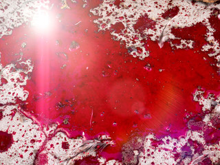 Original texture with fresh blood and chicken feathers. Author's light processing