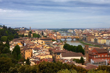 Fototapeta na wymiar Panorama of historical center of Florence in Italy from Piazzale Michelangelo