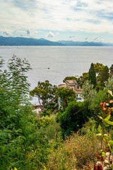 View from the castle Brown to Portofino on the sea, Liguria - Italy
