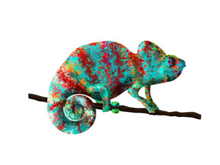 chameleon painted in bright colors © natalylad