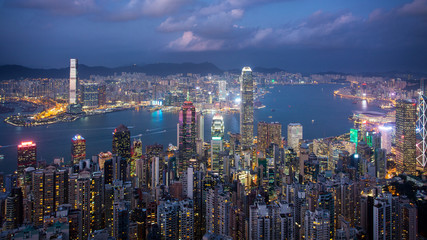 Fototapeta na wymiar Hong Kong skyline at night from Victoria peak