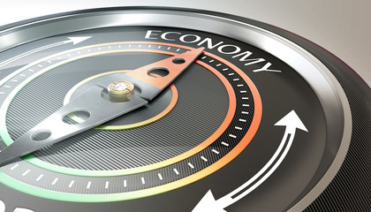 compass needle pointing economy word