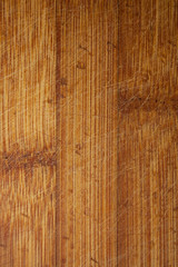 Bamboo Wooden Board Rugged With A Knife Closeup