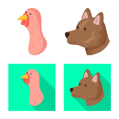 Isolated object of agriculture and breeding sign. Set of agriculture and organic stock vector illustration.