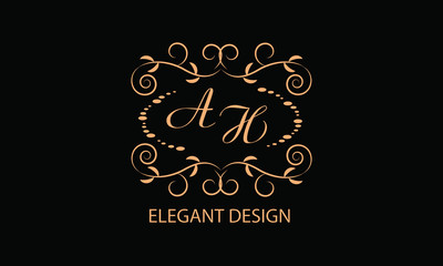 Elegant floral monogram design template for one or two letters. Wedding monogram. Calligraphic elegant ornament. Business sign, monogram identity for restaurant, boutique, hotel, heraldry, jewelry.