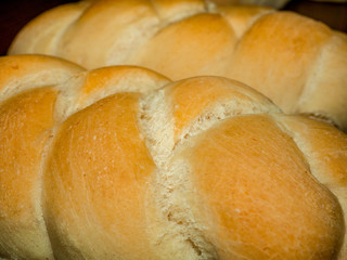Close-up of fresh homemade knitted buns - selective focus