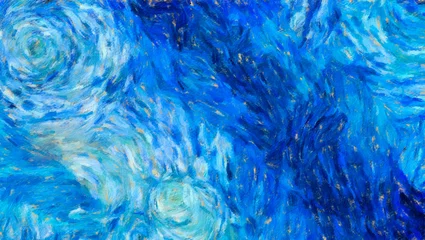 Abstract texture background. Digital painting in Vincent Van Gogh style artwork. Hand drawn artistic pattern. Modern art. Good for printed pictures, postcards, posters or wallpapers and textile print. © Avgustus