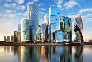 Fototapeta na wymiar Modern skyscrapers business center Moscow - City in Russia