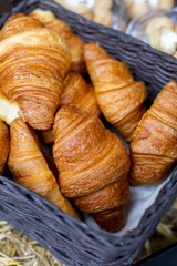 Croissants in a basket close-up