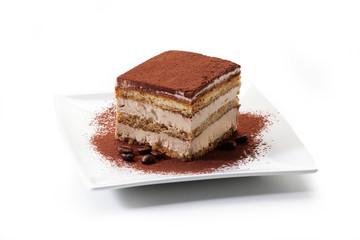 Tiramisu - coffee-flavoured Italian dessert. It is made of ladyfingers (savoiardi) dipped in coffee