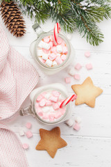 Traditional christmas cocktail with marshmallow