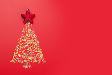Naklejka na ściany i meble Christmas greeting card with fir tree