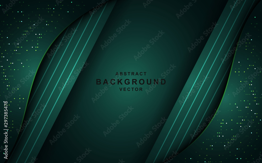Poster luxury dark green background with overlap layer