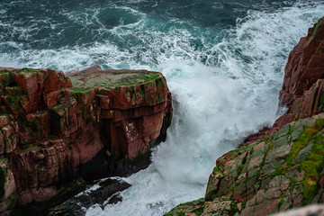 Stormy waves at Barents Sea, Arctic Ocean. Kola Peninsula, Murmansk region in Russia