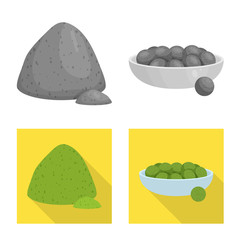 Vector illustration of protein and sea sign. Set of protein and natural stock symbol for web.