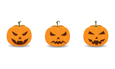 Halloween scary pumpkins isolated on white vector image
