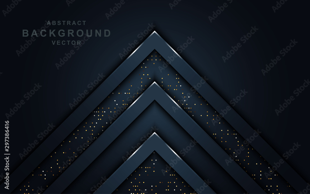 Aufkleber dark abstract background with black overlap layers. texture with silver effect element decoration. l